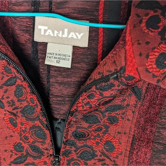 Vintage TanJay Textured Lace Stripe Zip Jacket Women's‎ L 90's Career Embroidery - Picture 2 of 10